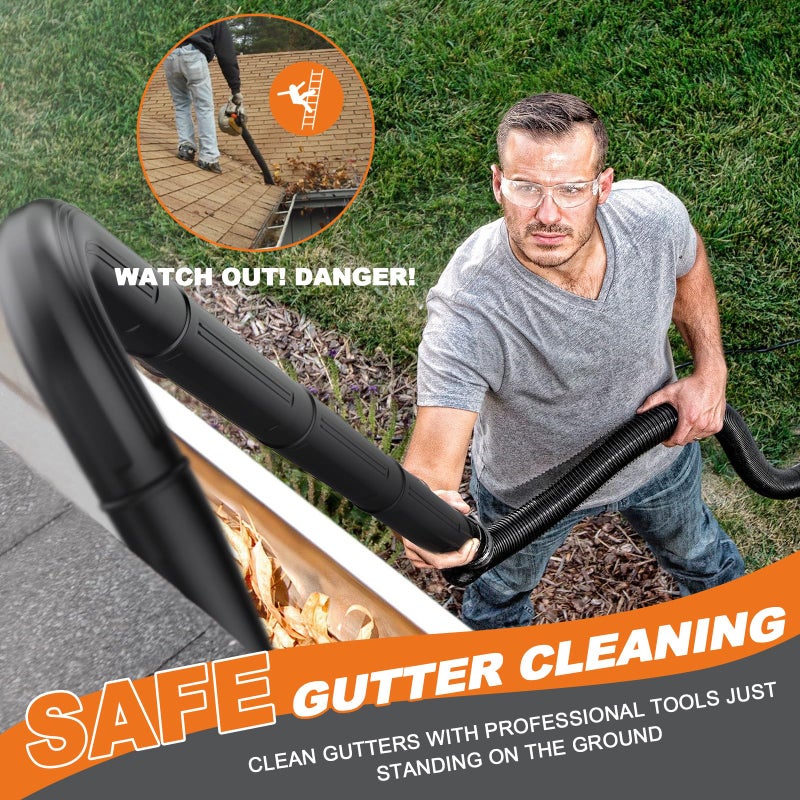 Sealegend 5-Piece Gutter Cleaning Kit Leaf Vacuum Attachment 2-1/2-inch Wet/Dry Shop Vac Accessories for Cleaning Gutter from The Ground Gutter Cleaning Tools with 3Pcs Extension Wands  Black - Image 2